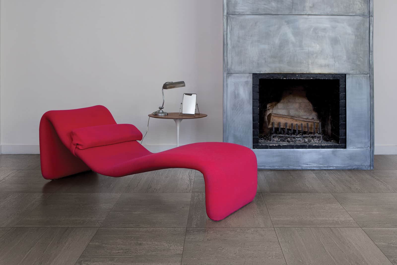 Elegant fireplace and tile flooring